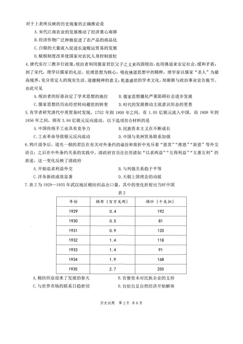2022年八省聯(lián)考?xì)v史試卷第2頁(yè)
