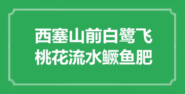“西塞山前白鷺飛，桃花流水鱖魚肥”的意思出處及全詩賞析