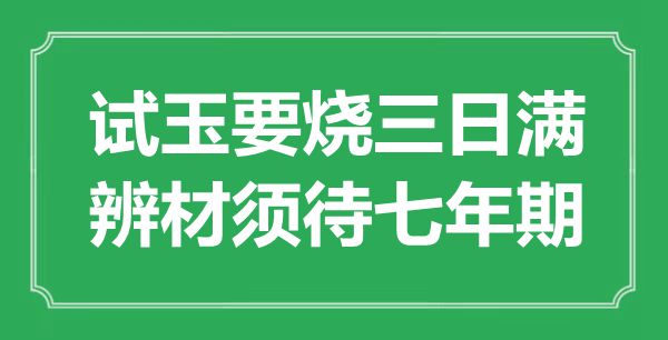 “試玉要燒三日滿，辨材須待七年期”是什么意思,出處是哪里