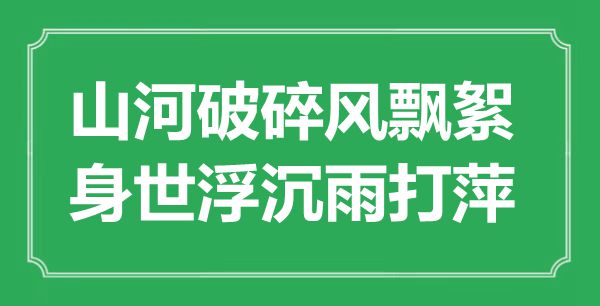 “山河破碎風飄絮，身世浮沉雨打萍”是什么意思,出處是哪里