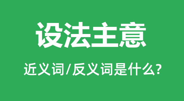 設法主意的近義詞和反義詞是什么,設法主意是什么意思