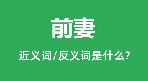 前妻的近義詞和反義詞是什么,前妻是什么意思