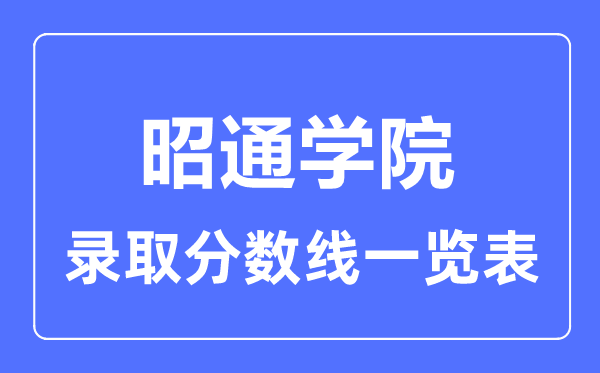 2023年高考多少分能上昭通學院？附各省錄取分數線