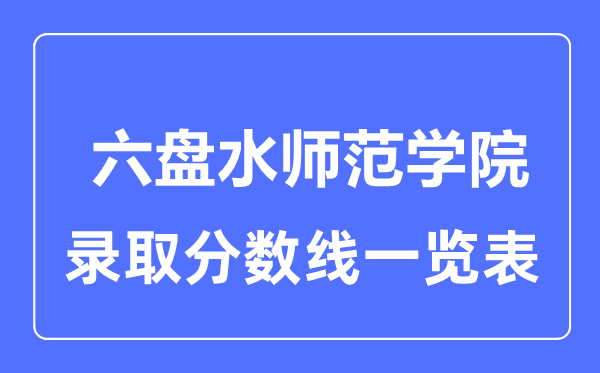 2023年高考多少分能上六盤水師范學(xué)院？附各省錄取分?jǐn)?shù)線