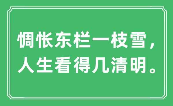 “惆悵東欄一枝雪，人生看得幾清明?！笔鞘裁匆馑?出處及原文翻譯