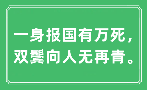 “一身報國有萬死，雙鬢向人無再青”是什么意思,出處及原文翻譯
