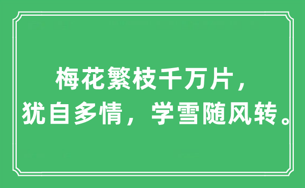 “梅花繁枝千萬片，猶自多情，學(xué)雪隨風轉(zhuǎn)。”是什么意思,出處及原文翻譯