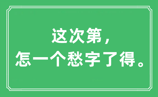 “這次第，怎一個愁字了得”是什么意思,出處及原文翻譯