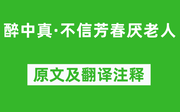 賀鑄《醉中真·不信芳春厭老人》原文及翻譯注釋,詩(shī)意解釋