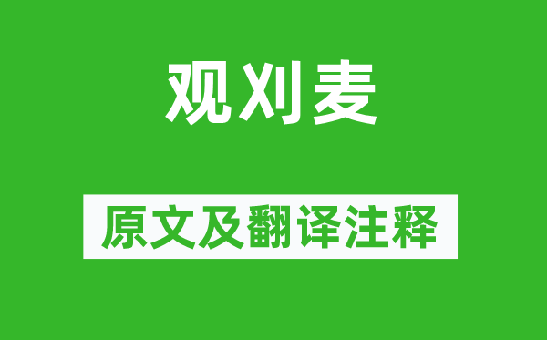 白居易《觀刈麥》原文及翻譯注釋,詩意解釋