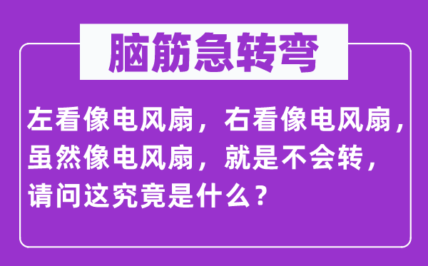 腦筋急轉彎：左看像電風扇，右看像電風扇，雖然像電風扇，就是不會轉，請問這究竟是什么？
