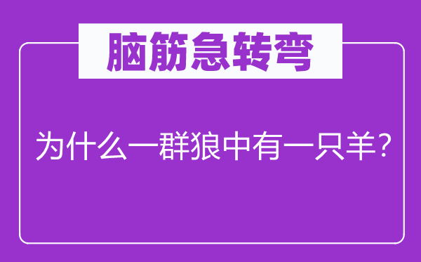 腦筋急轉彎：為什么一群狼中有一只羊？
