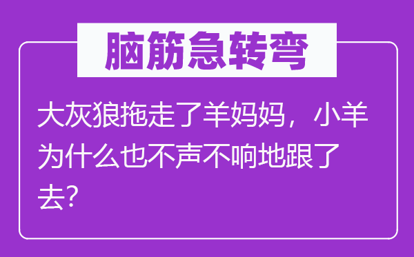 腦筋急轉(zhuǎn)彎：大灰狼拖走了羊媽媽，小羊為什么也不聲不響地跟了去？