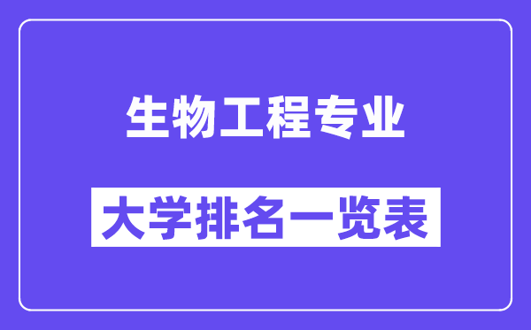全國(guó)生物工程專業(yè)大學(xué)排名一覽表（最新排行榜）