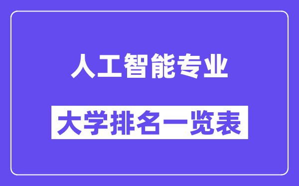 全國(guó)人工智能專(zhuān)業(yè)大學(xué)排名一覽表（最新排行榜）