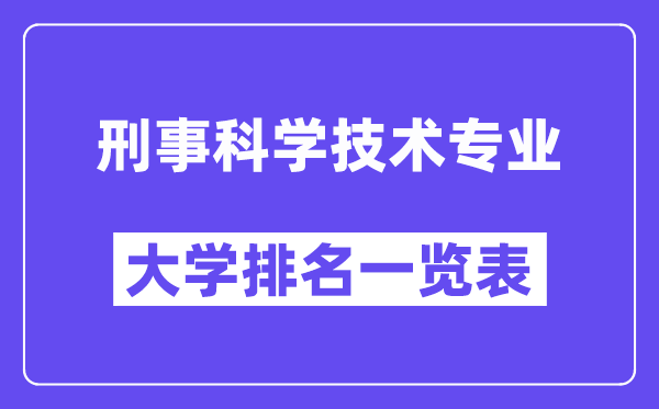 全國刑事科學(xué)技術(shù)專業(yè)大學(xué)排名一覽表（最新排行榜）