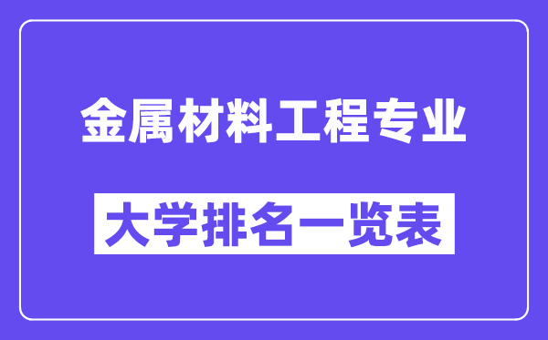 全國金屬材料工程專業大學排名一覽表（最新排行榜）