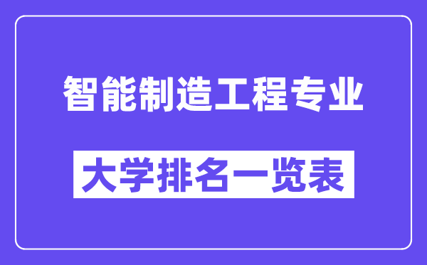 全國(guó)智能制造工程專業(yè)大學(xué)排名一覽表（最新排行榜）
