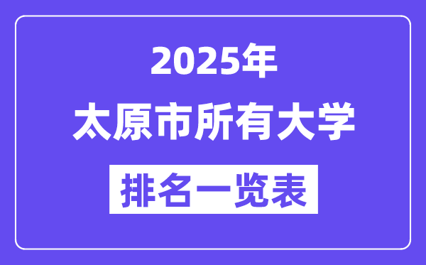 2025年太原市所有大學排名一覽表（39所完整版）