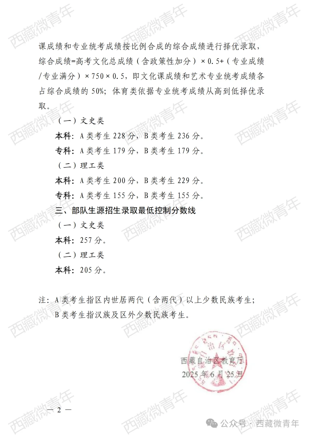 2025西藏高考各批次錄取分數線一覽表（含一本,二本,專科）